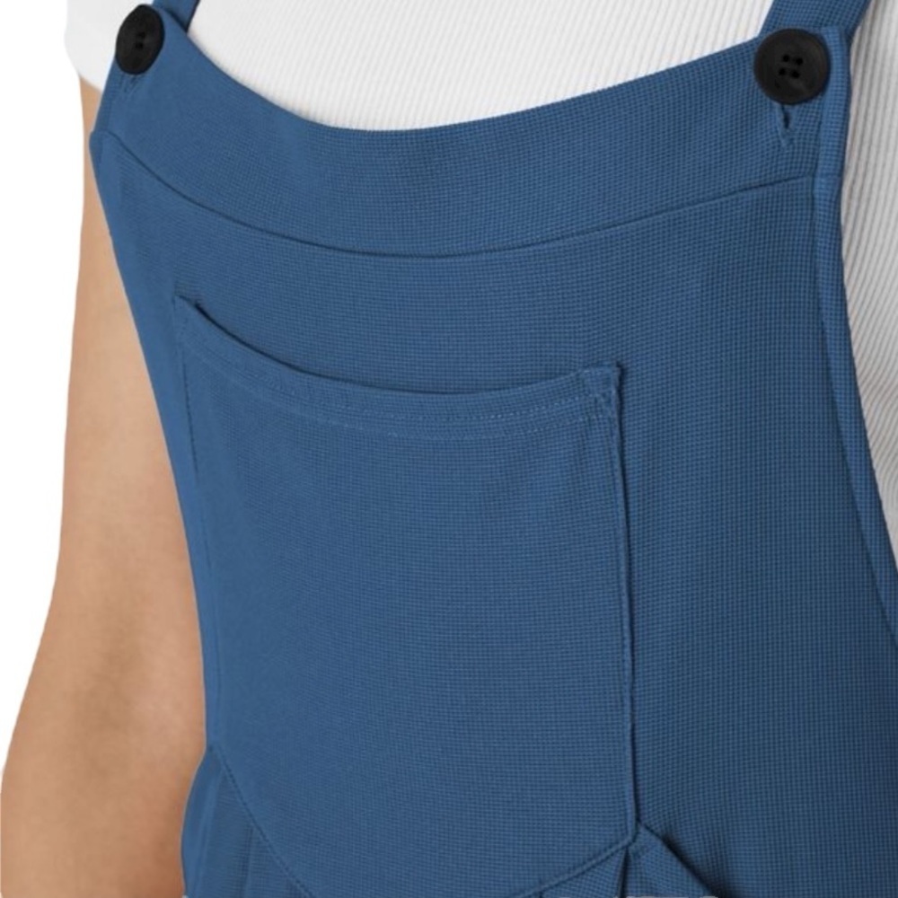 HALARA Waffle Jumpsuit Coveralls Stylish Blue Wide-Legs Multiple Pockets Casual - Picture 7 of 16